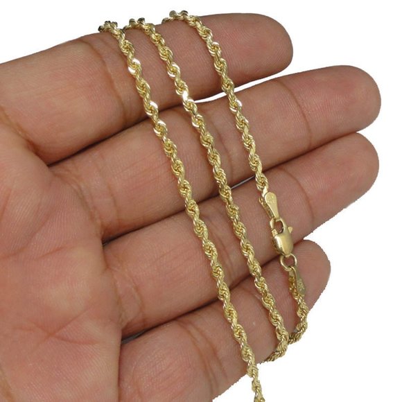 10K Real Gold Rope Chain and LOVE Script Charm Pendant Set - Picture 5 of 8